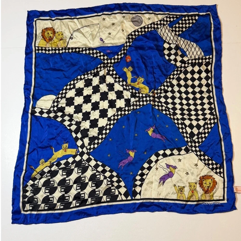 Lost Pattern Journey Silk Scarf by Shantell Lacayo Checkered Print Square